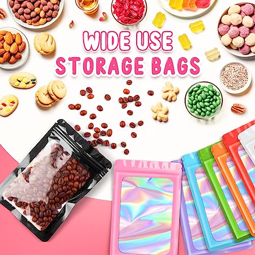 Funfery 100 Pack Resealable Holographic Bags, Smell Proof Packaging, Black - color: Black, size: 3x4.7 inch