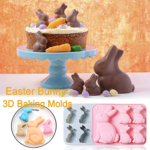 2-Pack Easter Bunny Mold Set, 3D Cute Easter Bunny Silicone Mold for Baking Easter Treats Chocolate, Cake, Jelly, Fudge, Pudding - style: Easter Bunny