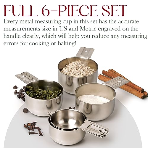 Bellemain Stainless Steel Measuring Cups Set of 6, Nesting Design - color: Stainless Steel