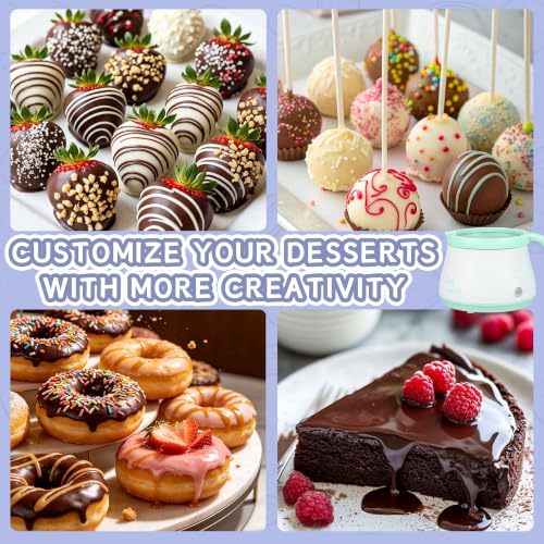 Party Desserts Candy and Chocolate Melting Pot with 2 Pots, Mini Electric Fondue Pot, Melts Candy Chocolate in a Couple of Minutes, Ideal for Cake Pops Cookies Cakes, 2.5 Cups, Aqua - color: Aqua