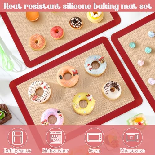 Nuanchu 8 Pcs Silicone Baking Mat Non-stick Baking Half Sheet, Red - color: Red
