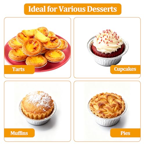 Disposable Aluminum Foil Tart,100 Pack Mini Pie Tins,Pie Pans for Baking Personal Mini Pies,Round Pie Tart Small Tin Foil Pans - style: 100 Pack