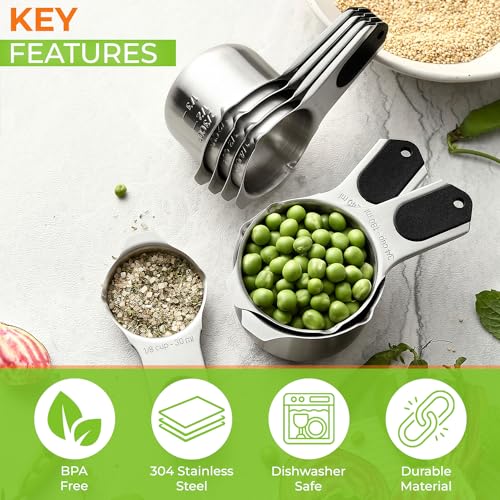 Spring Chef Magnetic Stainless Steel Measuring Cups Set of 7 Patented Black - color: Black