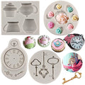 Sijiangmold Tea Party Silicone Molds Teapot Tea Cup Fondant Mold Set of 4