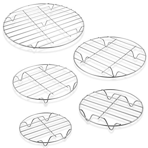Patelai 5 Pieces Round Cooling Rack Circular Wire Rack 12/10 / 9/7 / 6 Stainless Steel Round Baking and Cooling Steaming Cake Rack