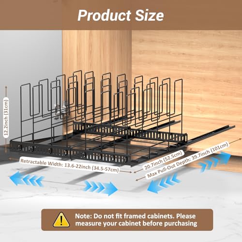 Housolution Pull Out Baking Tray and Cookie Sheet Cutting Board Organizer - color: Black, 8 Dividers