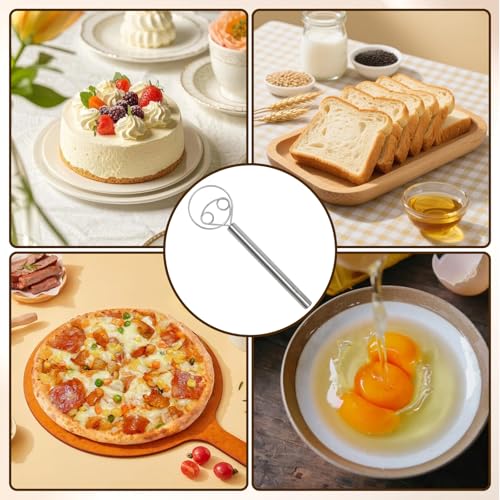 11" Danish Dough Whisk, 304 Stainless Steel Hook and Handle - color: 2 Holes stainless steel handle