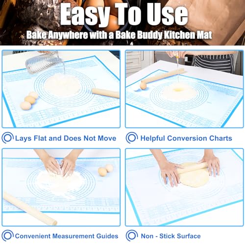 Silicone Pastry Mat Large Baking Mat 36X24 inch Dough Mat with Measurements - color: Blue, size: 24"L x 36"W