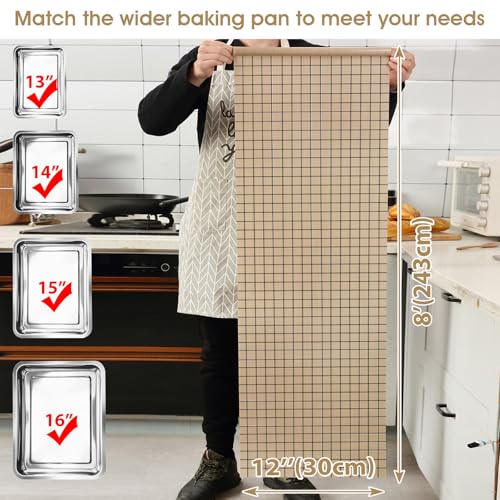 Silicone Baking Mat Roll 12IN*8FT Free Cutting, Non-Slip Pastry Mat, Non-Stick Reusable Air Fryer Liner, Oven Liners, Counter Mat, Freeze Dryer Mat, Easily Cut to Size Fit All Ovens Pans Tins Dishes - color: Beige Black Line, size: 96"L x 12"W