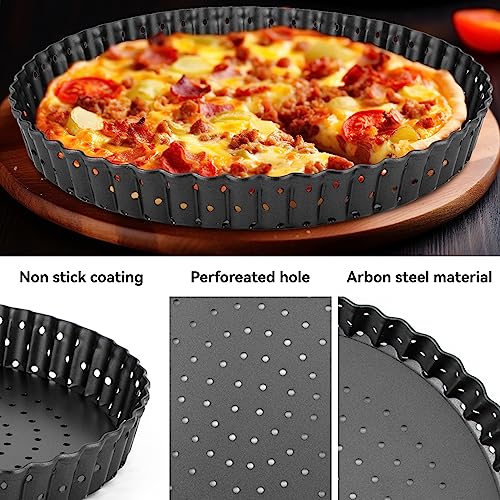 Agatige Pizza Pan with Holes for Oven, Nonstick Black Bakeware Pizza Tray with Removable Bottom Accessories for Oven Baking Supplies & Home, Kitchen, Restaurant Make Kinds of Pizzas or Pies (8in) - size: 8 in