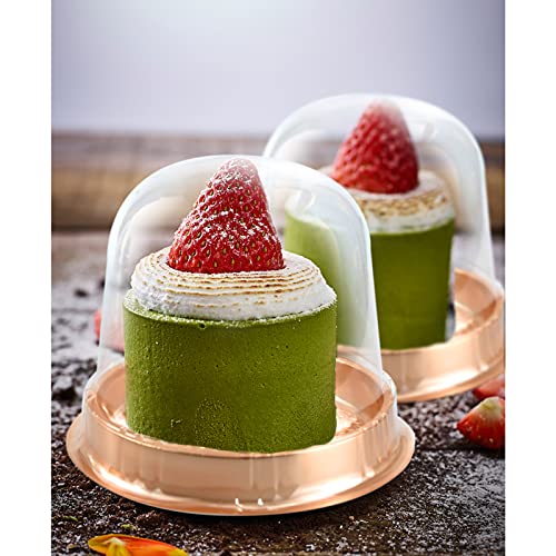 Clear Plastic Cupcake Container,25 PC Diameter 5.3 in Height 4.2 in Muffin Pod Dome Disposable Individual Box Single Holders With Lid for Wedding Birthday Christmas Halloween - color: Clear/Gold, size: 25 count