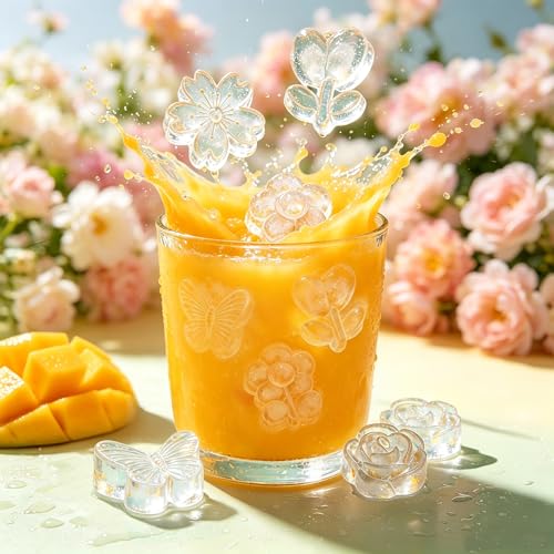 Flower Ice Cube Mold, Flower Chocolate Candy Molds 24-Cavity - color: Flower, Pink + Purple