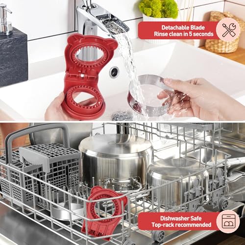 Sandwich Cutter and Sealer for PB&J, Round Crustless Kitchen Tool, Kids Lunch Snacks Maker for Biscuit, Cookie-Dough, Red,3.7inch - size: 5.7x5x1.6inches