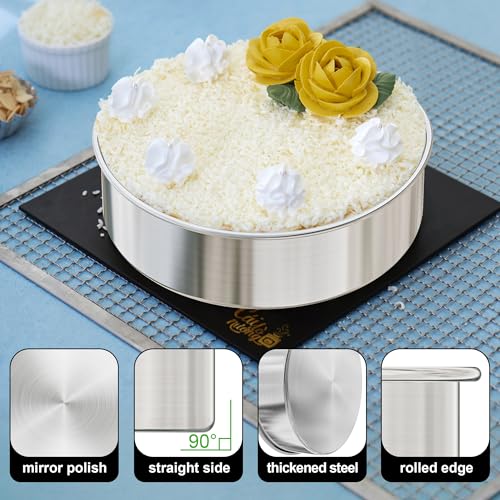 7 Inch Round Cake Pans, 3PCS Stainless Steel Cake Pan &100 Parchment Paper - size: 7 inch set of 3