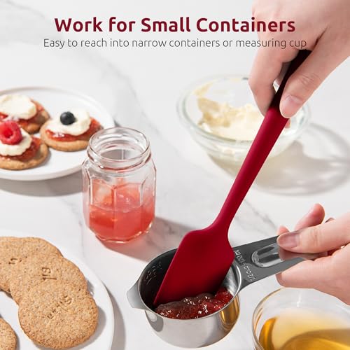 U-Taste Small Mini Silicone Spatula, 9in Rubber Jar Bowl Scraper, Red - color: Red