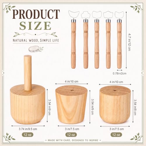 Ferrochef Cup Pottery Molds Clay Tools Set Wooden Sculpture Scraper Pottery Carving Tool Cup Handle Shape Clay Cutters for DIY Mug Vase Art Making (Small-Medium,12, 12, 12oz) - size: 12, 12, 12oz, style: Small-medium