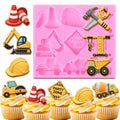 AnyDesign Construction Fondant Mold 3D Dump Truck Excavator Traffic Cone Silicone Baking Mould for Chocolate Candy Cake Decoration Cupcake Topper DIY Baking Craft Birthday Party Supplies
