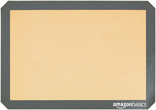Amazon Basics Silicone Rectangular Baking Mat, Non-Stick, Reusable, Dishwasher Safe, Food Safe, Heat Resistant, 16.5" x 11.6", Beige/Gray, 2-Pack - size: 2-Pack, style: Baking Mat