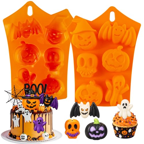 Halloween Silicone Cake Molds Pumpkin Skull Ghost Chocolate Mold - color: Orange