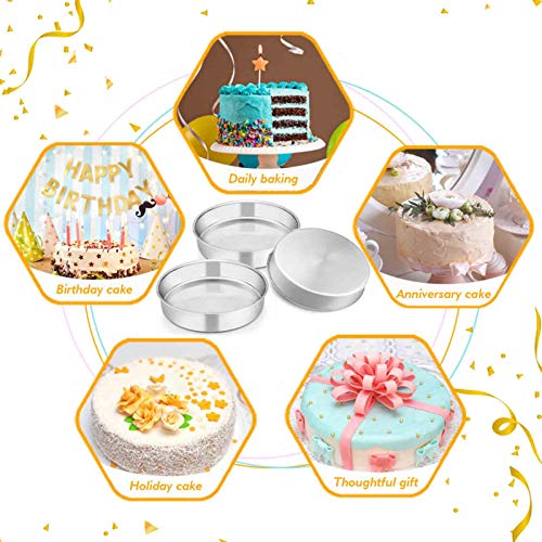 TeamFar 9½ Inch Cake Pan, 3 Pcs Stainless Steel Round Tier Cake Pans Set - size: 9.5 inch