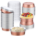 Yinder 8 oz Disposable Creme Brulee Ramekins with Lids, 4 Inch Mini Pie Tins Aluminum Foil Pie Tart Cake Baking Pans Individual Round Containers Oven Safe(Champagne Color,120 Pcs) - color: Champagne Color