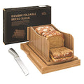 Bamboo Bread Slicer with Serrated Knife, Adjustable Guide for 3 Thickness Sizes, Foldable Chopping Board with Crumb Tray, Great for Homemade Bread, Cakes, Bagels - style: A - with Knife