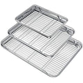 Wildone Baking Sheet with Rack Set (3 Pans + 3 Racks), Stainless Steel Baking Pan Cookie Sheet with Cooling Rack, Non Toxic & Heavy Duty & Easy Clean - size: 16 /12 /9 inch