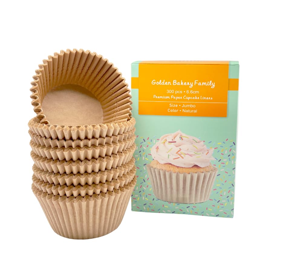 Jumbo Cupcake Liners,300 pcs Natural Muffin Liners Baking Cups for Baking - color: Natural（300pcs）