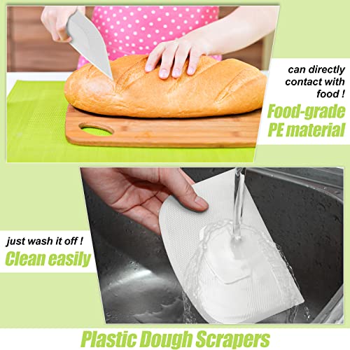 Queekay 4 Pcs Plastic Dough Scraper, Flexible Bowl Bench Scraper