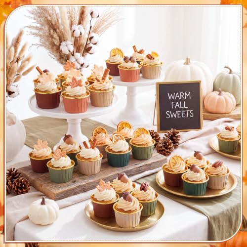 Geiserailie 100 Pcs Autumn Cupcake Liners Fall Foil Wrappers - color: Neatural, style: Classic