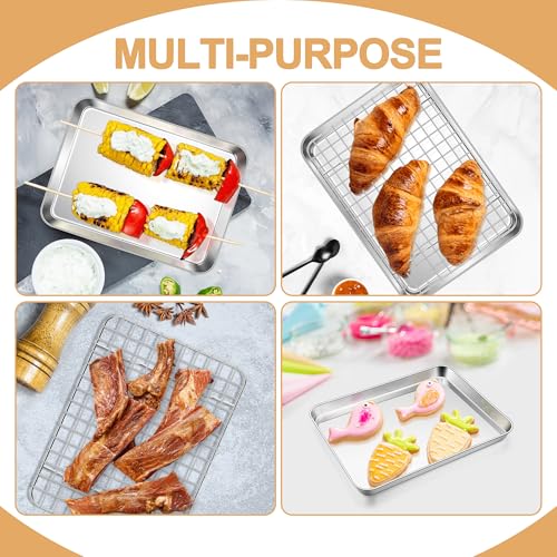 E-far Baking Sheet with Wire Rack Set, 9.5" x 7.3" (1 Pan +1 Cooling Rack) - size: 9.3"x7.3"