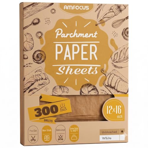 300 PCS Unbleached Parchment Paper Sheets for Baking 12x16 Inches, Non-Stick and Non-Toxic Precut Parchment Sheets for Oven, Cooking, Grilling, Air Fryer and Steaming - Fit for Half Sheet Pans - size: 12 x16 In -300Pcs