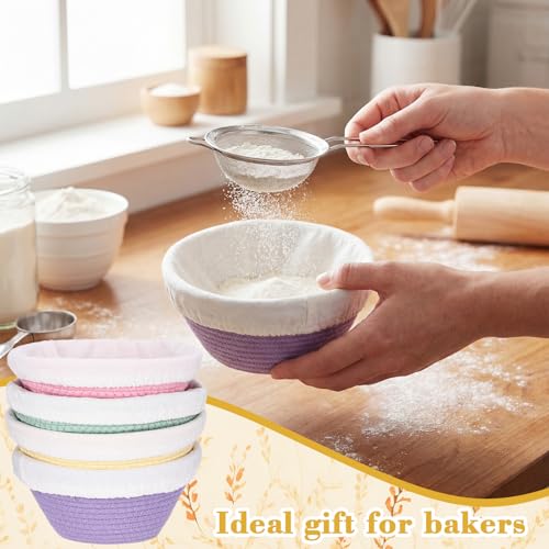 4 Pcs Round Banneton Bread Proofing Basket, 5 Inch - size: 5 Inch