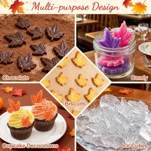 Maple Leaf Silicone Molds,2 Pack Fall Silicone Maple Mold 36 Cavity - color: Orange Maple Leaf