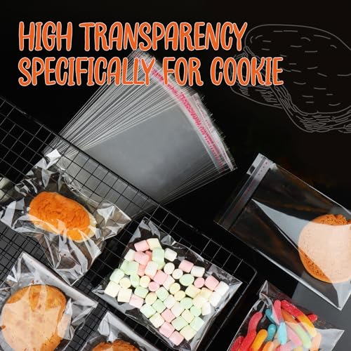 200Pcs Cookie Bags, Self Sealing Cellophane Bags 4x6 Inches, Resealable Treat Bags for Halloween, and Party Favors Bag. - color: 4x6 200Pcs