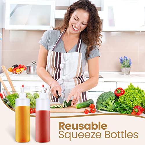 16 oz 30 Pack 16 oz Plastic Condiment Squeeze Bottles for Sauces, Red - color: Red