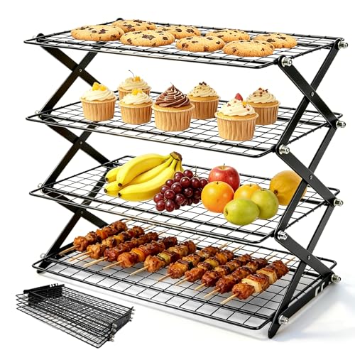 4 Tier Collapsible Cooling Rack for Baking, Adjustable cooling Rack