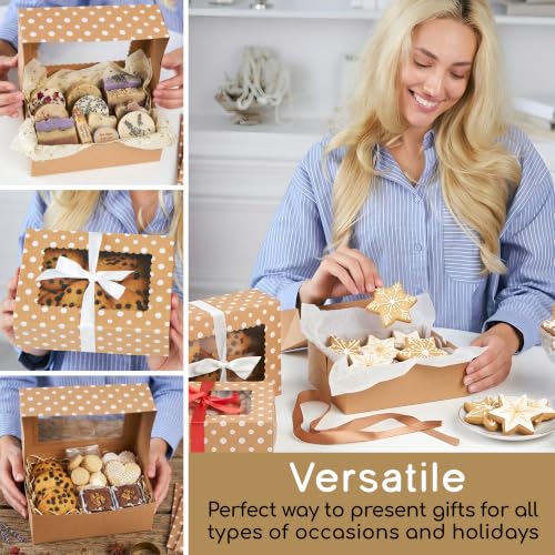 Christmas Cookie Boxes with Window & Ribbon (20 Pack) Baked Goods Packaging