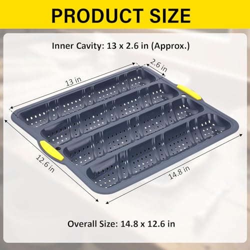 LemonRoad 4 Loaf Silicone Baguette Bread Pan French Loaf Mold 15"x13"