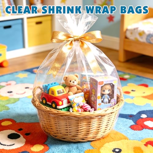 14 Pcs Shrink Wrap Bags, 24 x 30in Shrink Cellophane Bags for Gift Baskets - color: 24in x 30in-14pcs