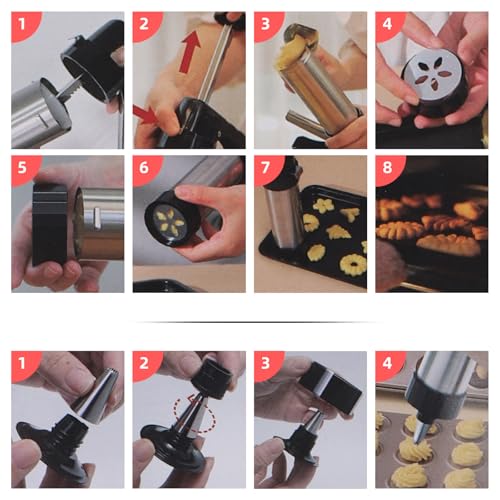 2 Sets Churro Maker Machine, Stainless Steel Cookie Press Gun Kit Churros Maker with 16 Nozzles, 19 Discs Perfect for DIY Decorating Cookies