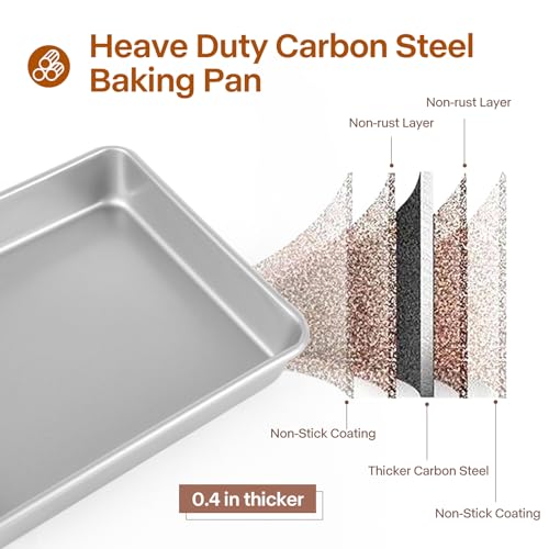 9x11 Baking Pan, Toaster Oven Rectangle Cake Pan Heavy Duty, Silver - color: Silver