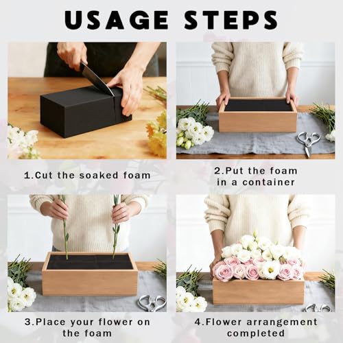 Prashent 6 Pcs Black Floral Foam Blocks for Artificial & Dried Flowers, Reusable & Water Resistant, Easy to Cut and Shape, Ideal for Home, Wedding, Events & DIY Crafts, 7.8” L x 3.5” W x 2.4” H - color: Black-6PCS-7.8” x 3.5”