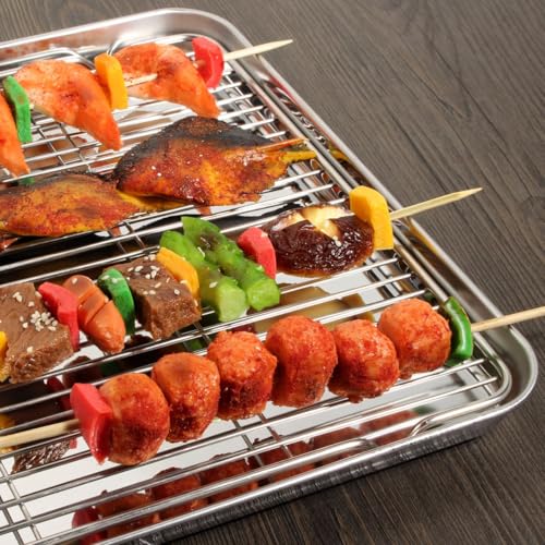Baking Sheet with Rack Set, Stainless Steel Cookie Sheet with Cooling Rack - size: 10 inch