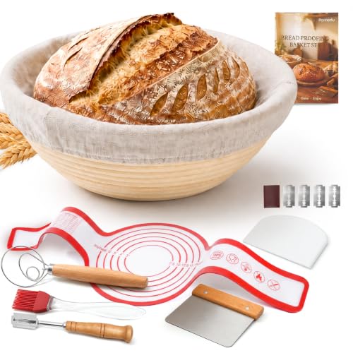 Parmedu Sourdough Starter Kit Bread Baking Supplies with Banneton Basket