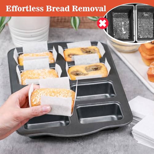 Webake 300pcs Unbleached Parchment Paper Mini Loaf Pan Liners Compatible with Wilton Mini Loaf Pan, Original Precut, Non Toxic Baking Papers for Banana Breads - color: White 3x2