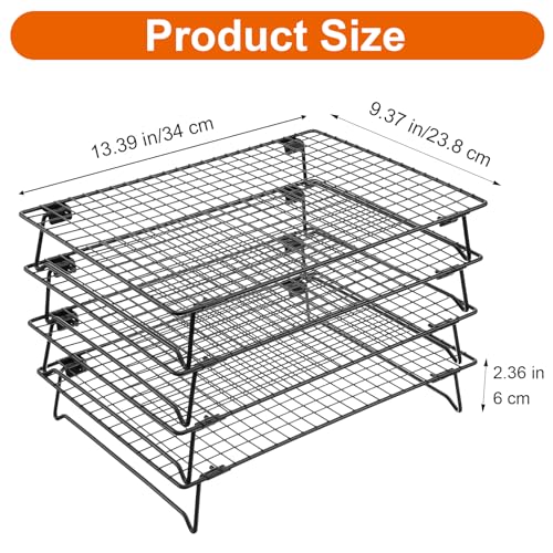 4Pcs Cooling Racks for Cooking and Baking, 13.4 x 9.4" Wire Rack