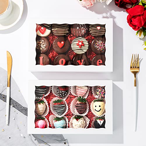 24PCS 10x7x2.5 inches Cookies Bakery Boxes with Window - Cakesicle, Chocolate Bomb, Macaron, Chocolate Covered Strawberries, Pretzel Rods Boxes - size: 10" x 7" x 2 ½"