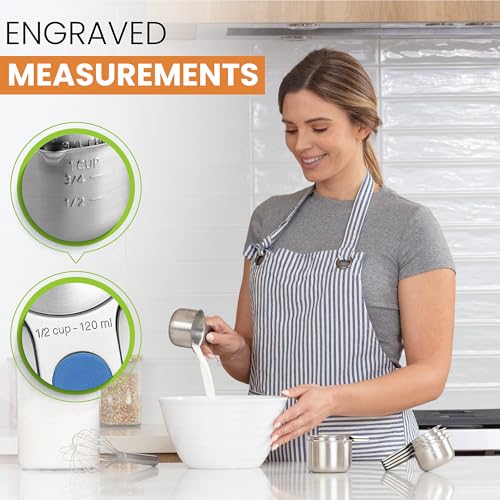 Spring Chef Magnetic Stainless Steel Measuring Cups Set of 7, Winter Frost - color: Winter Frost, size: Magnetic - Set of 7