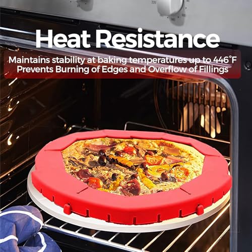 Adjustable Silicone Pie Crust Shield Reusable Baking Protector Ring for Pie and Pizza Edges Red